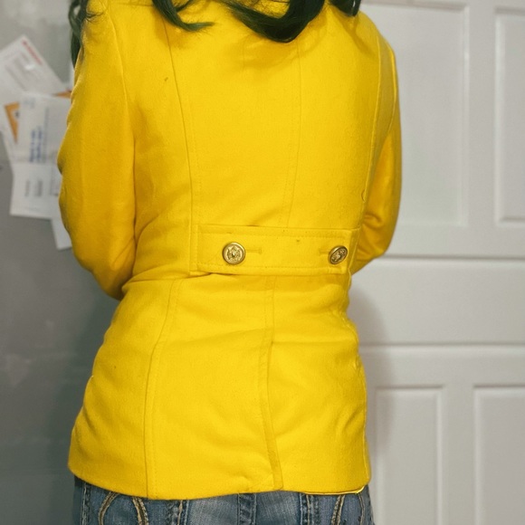 Yellow Peacoat Wool Med Old Navy - Picture 2 of 5